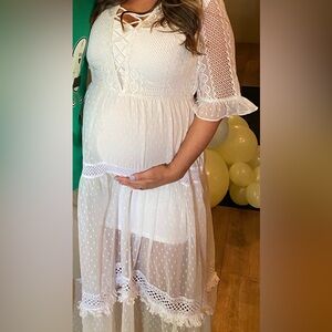 Women's Lace / Crochet V-Neck Dress/ Cover-up Maternity Dress